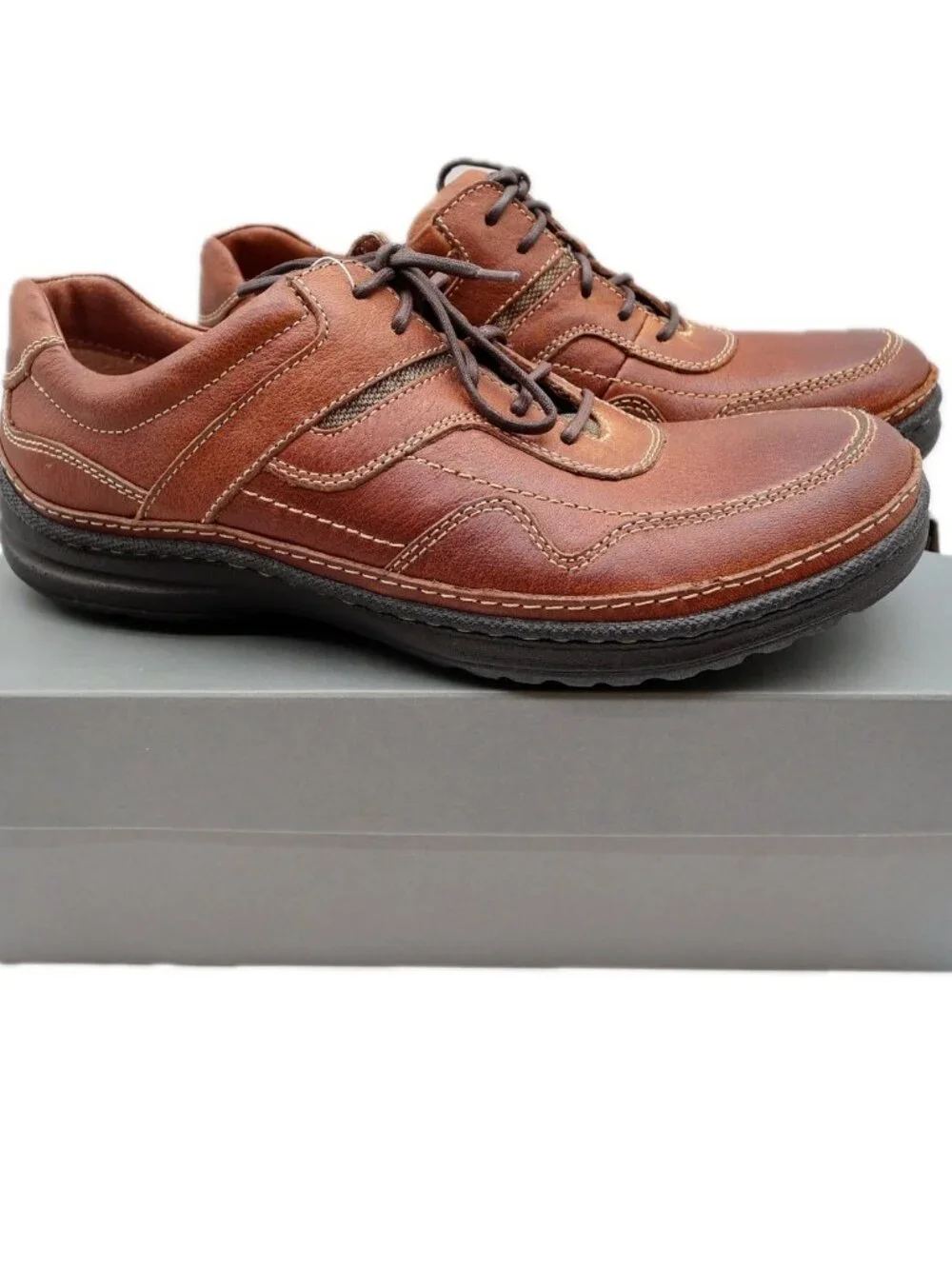 Hush Puppies Pathway Oxford 9 Tan Leather Comfort Vintage Y2K NOS